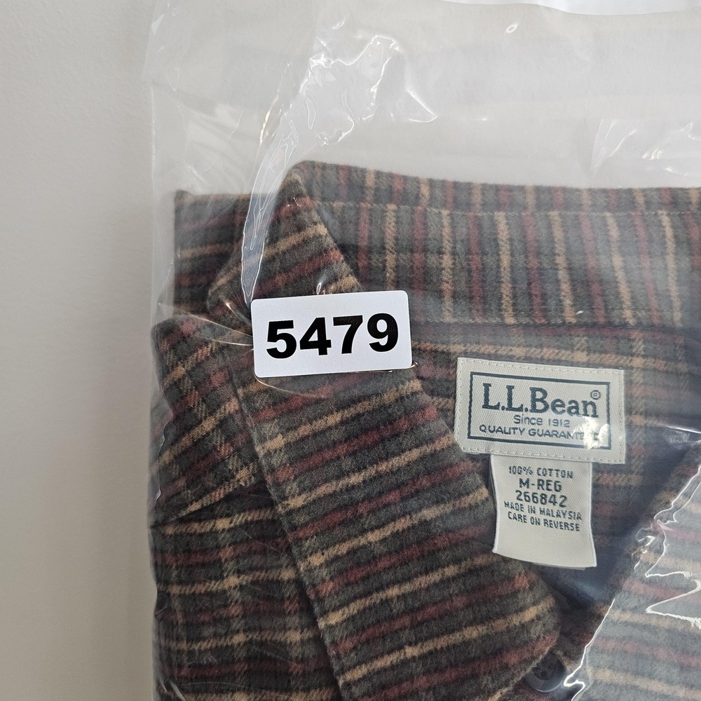 LL Bean Shirt Mens Medium Brown Plaid Flannel Button Down Long Sleeve 266842 - Picture 8 of 8